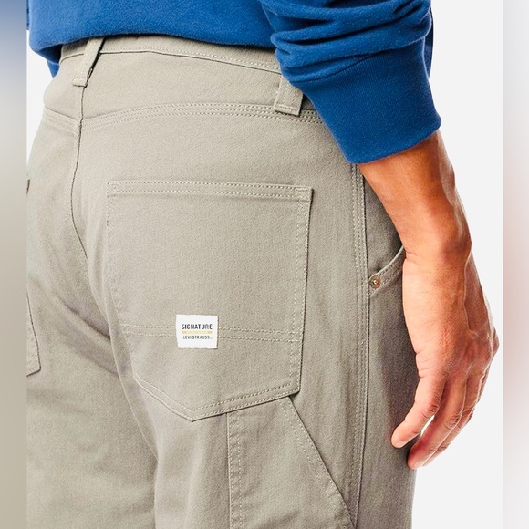 Signature by Levi Strauss Workwear Men’s Carpenter Pants Jeans Beige Size 38x32 - Picture 8 of 15